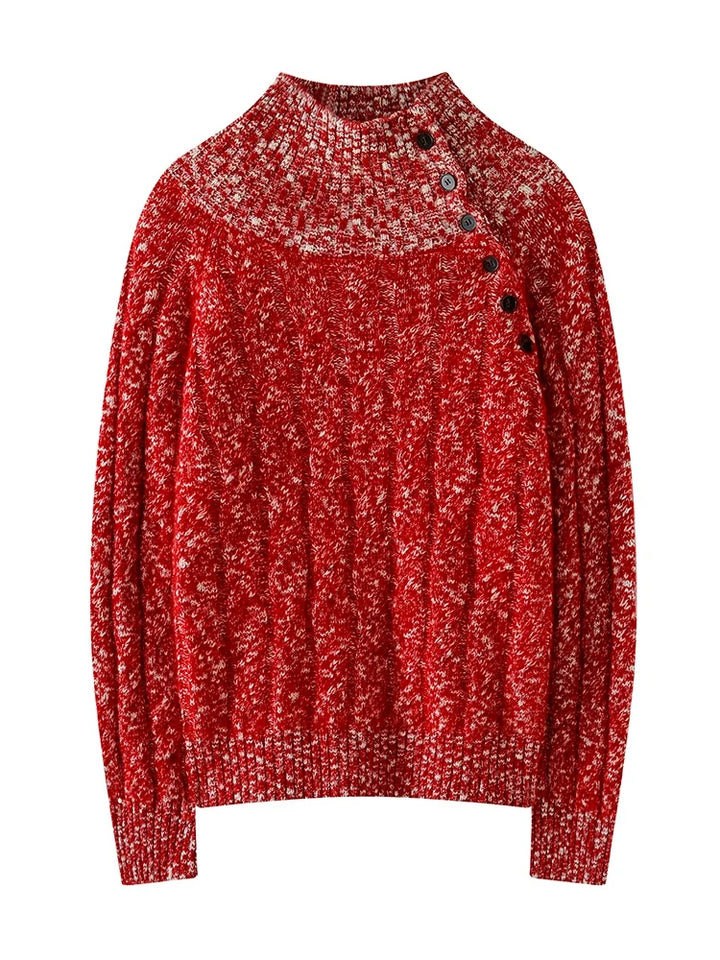 Cashmere Cable Knit Button-Collar Sweater