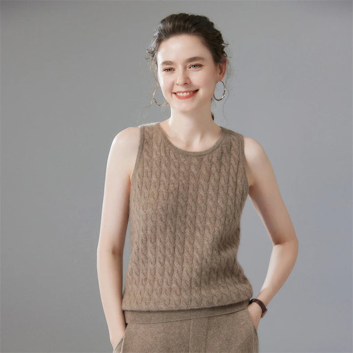 Cashmere Cable Knit Sleeveless Sweater