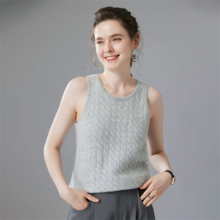 Cashmere Cable Knit Sleeveless Sweater