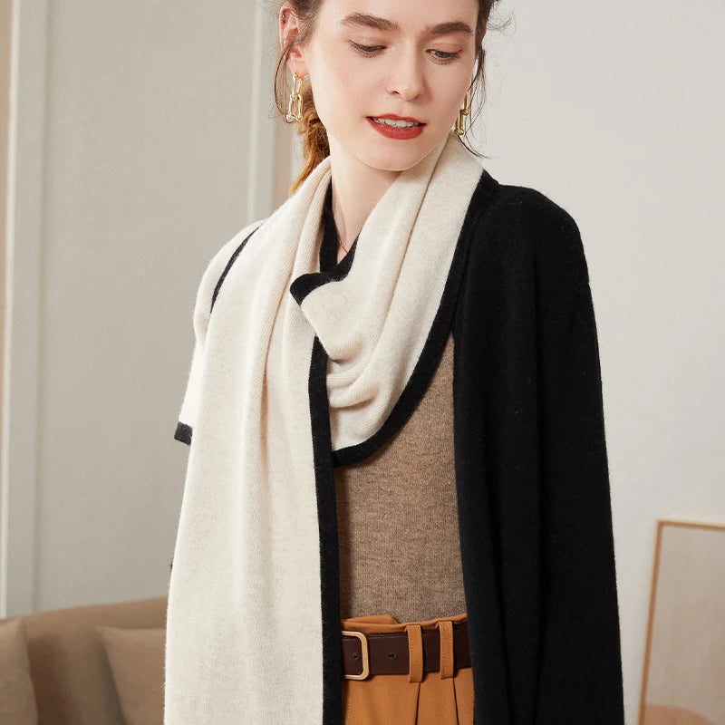 Cashmere Colorblock Knit Scarf