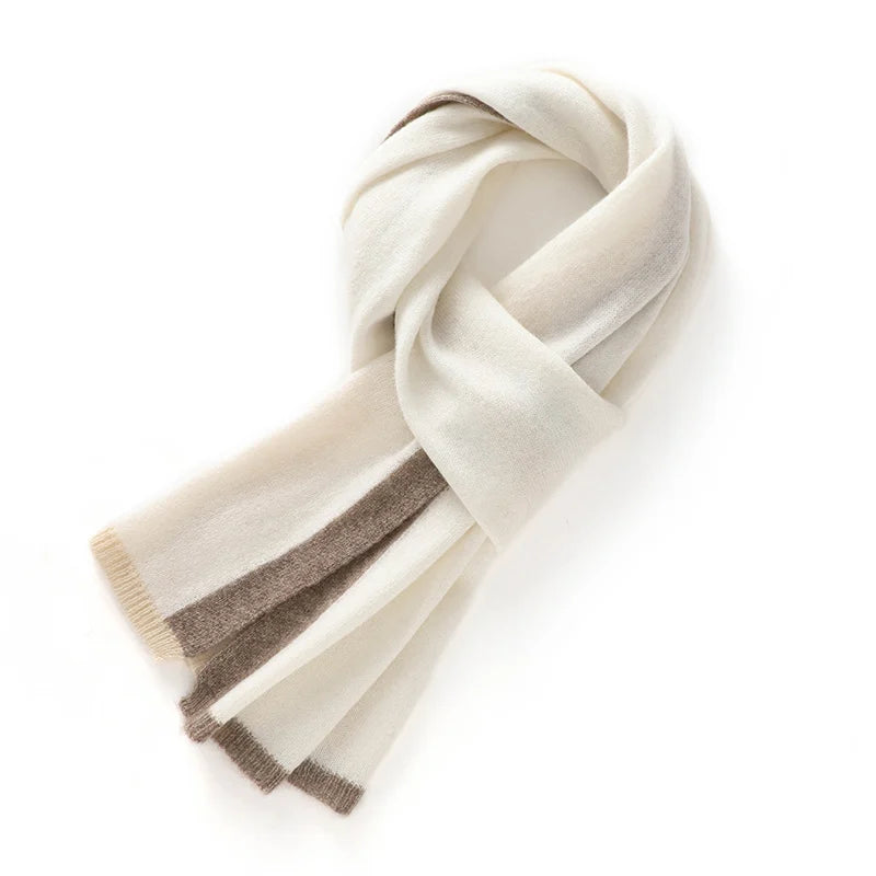 Cashmere Contrast Edge Knit Scarf