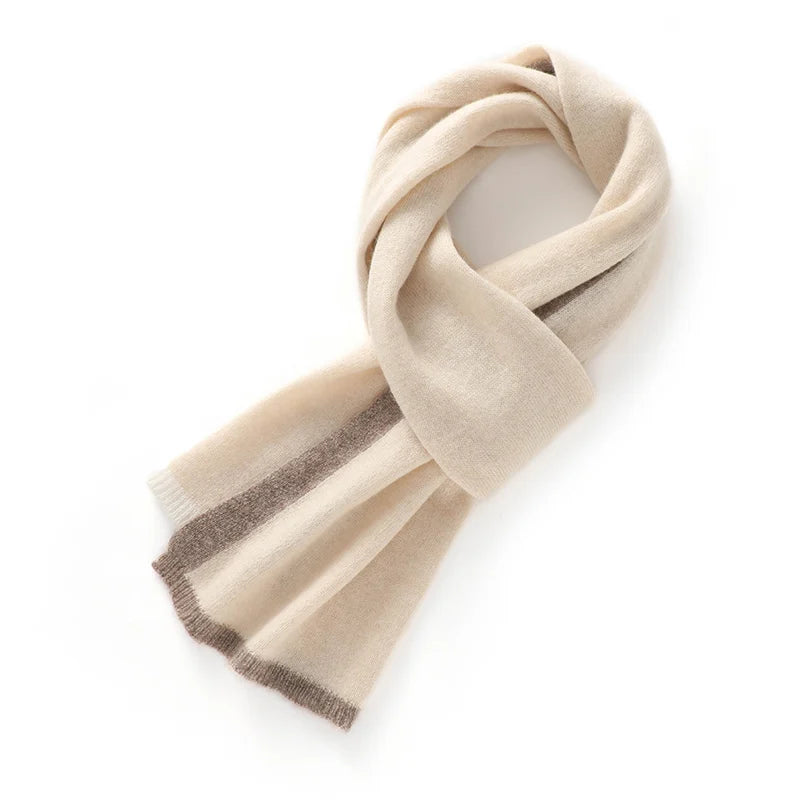 Cashmere Contrast Edge Knit Scarf