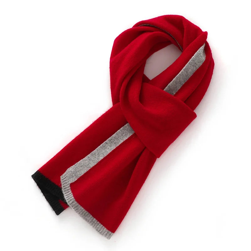 Cashmere Contrast Edge Knit Scarf