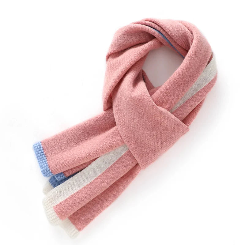 Cashmere Contrast Edge Knit Scarf