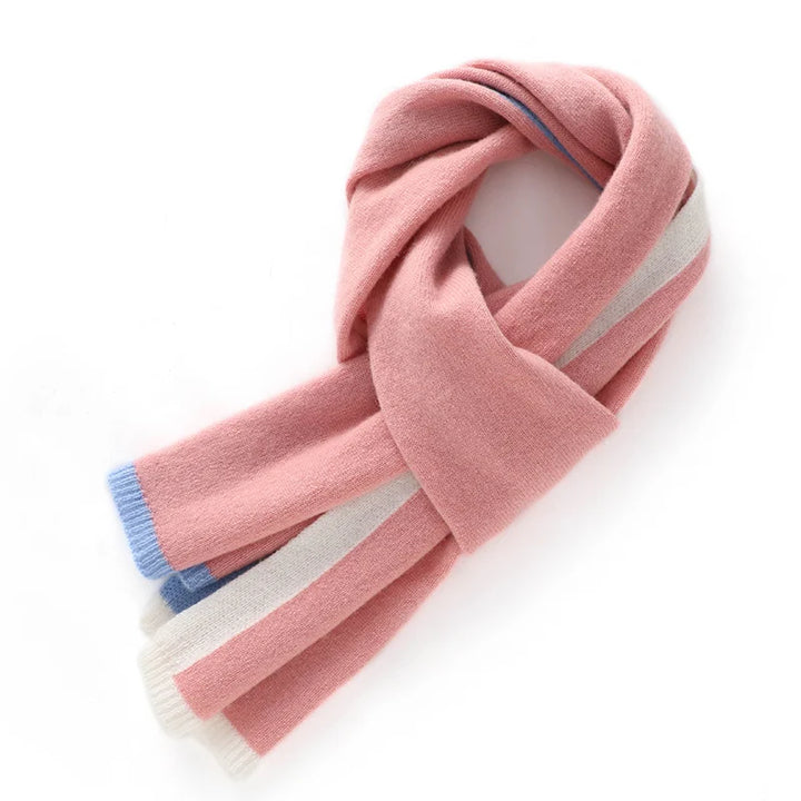 Cashmere Contrast Edge Knit Scarf