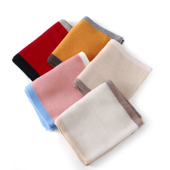 Cashmere Contrast Edge Knit Scarf