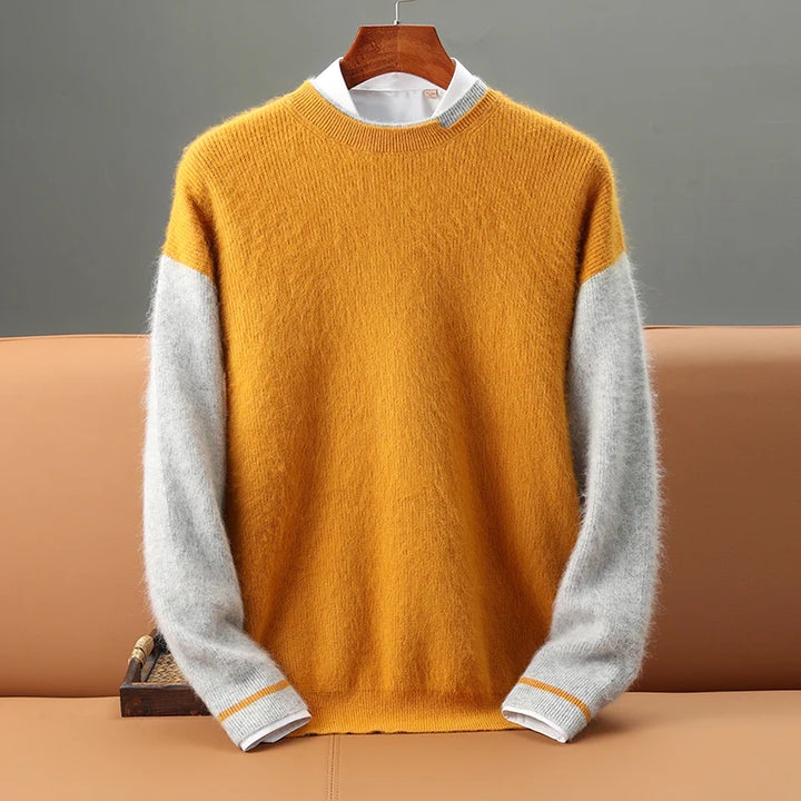 Color-Block Cashmere Crewneck Sweater