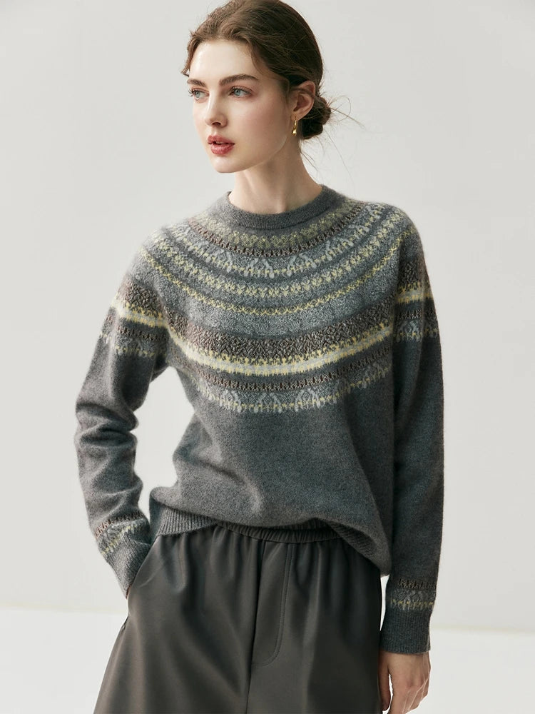 Cashmere Fair Isle Jacquard Knit Sweater