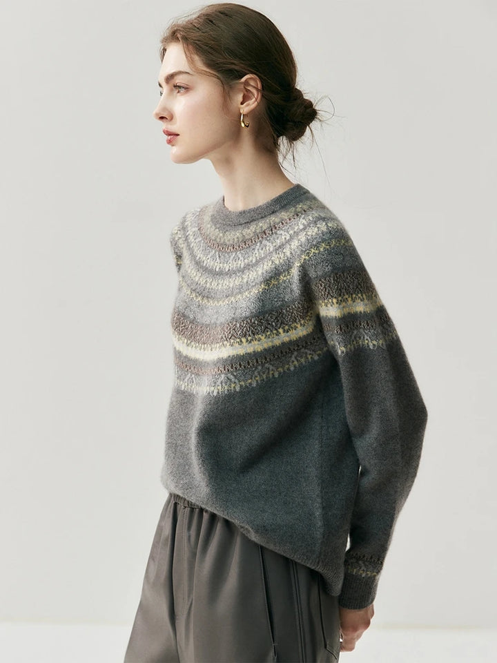Cashmere Fair Isle Jacquard Knit Sweater