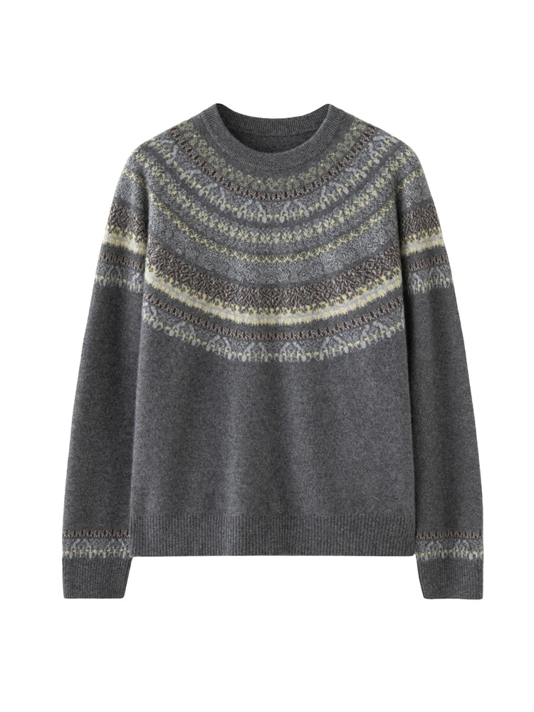 Cashmere Fair Isle Jacquard Knit Sweater