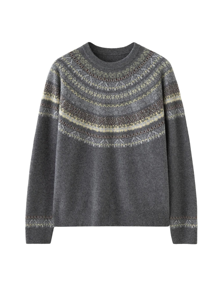 Cashmere Fair Isle Jacquard Knit Sweater