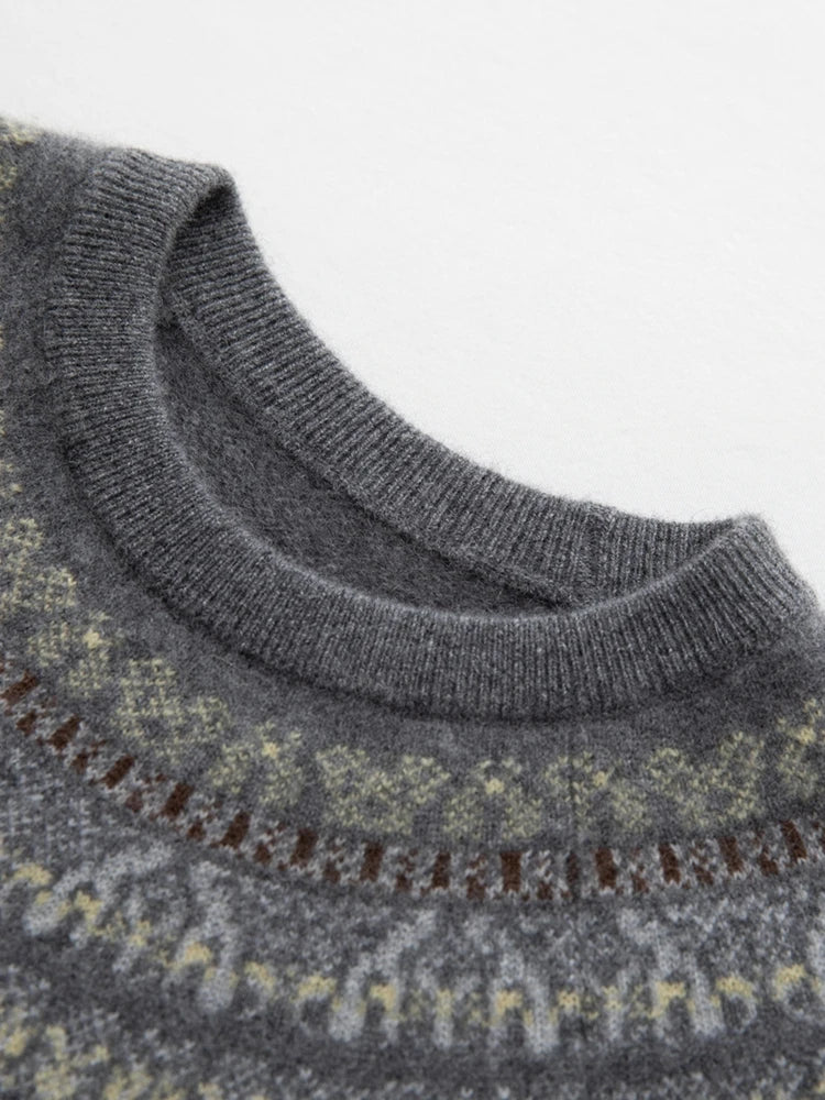 Cashmere Fair Isle Jacquard Knit Sweater