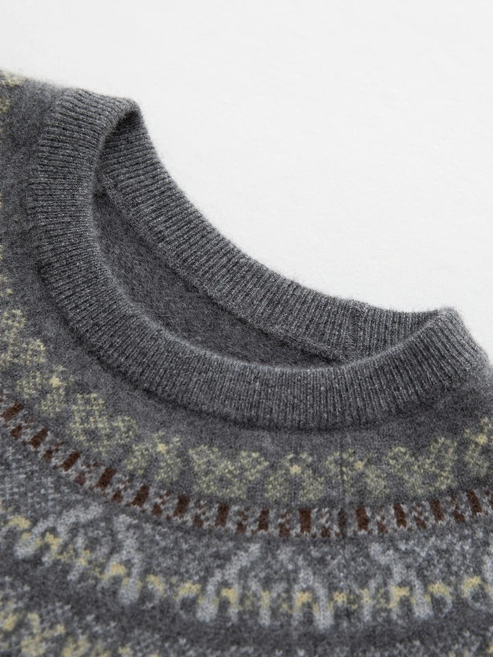 Cashmere Fair Isle Jacquard Knit Sweater