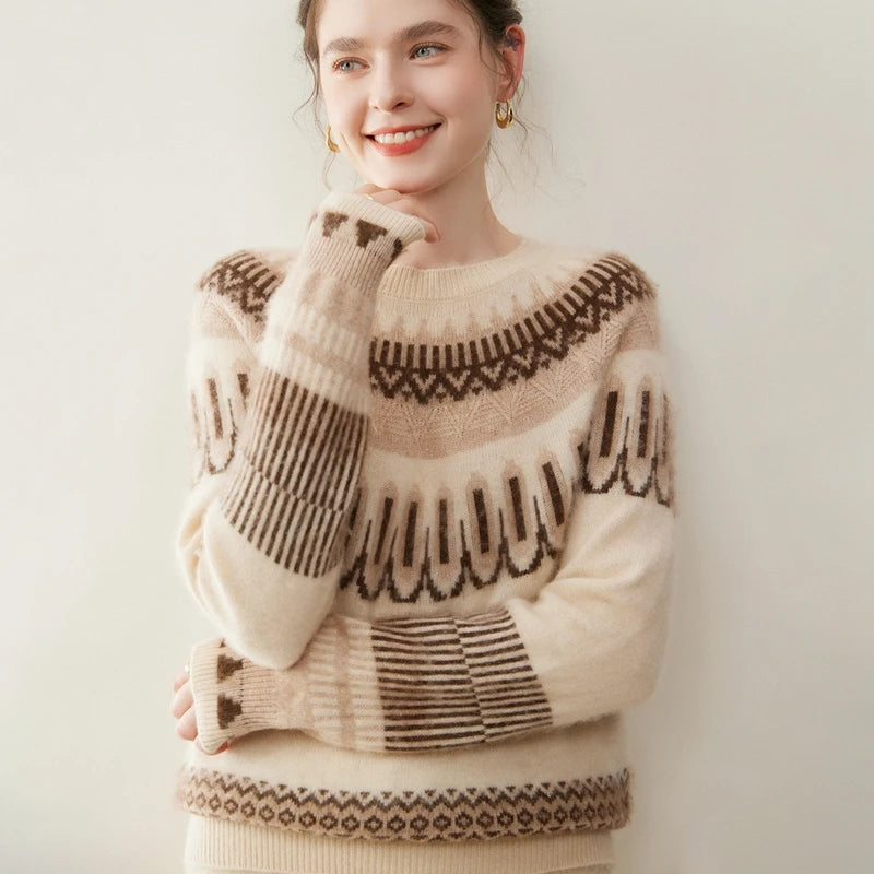 Women's 100% Cashmere Fair Isle Jacquard Sweater
