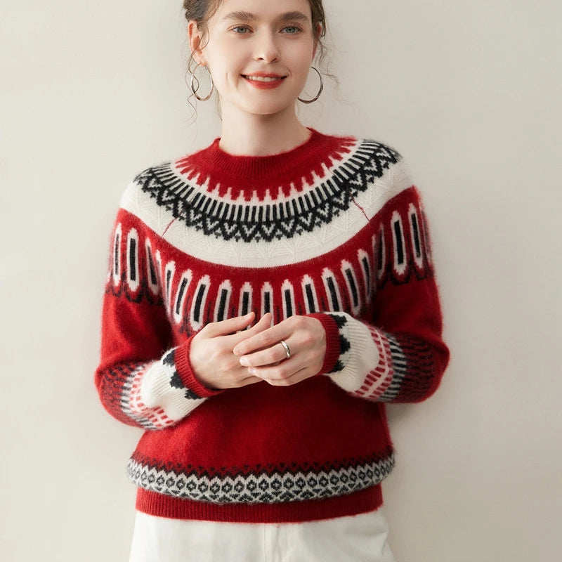 Women's 100% Cashmere Fair Isle Jacquard Sweater