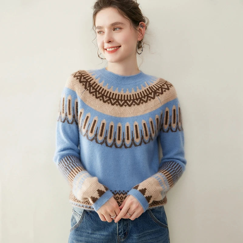 Women's 100% Cashmere Fair Isle Jacquard Sweater