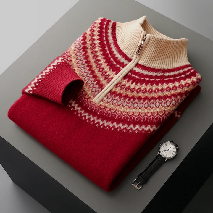 Cashmere Fair Isle Quarter-Zip Sweater