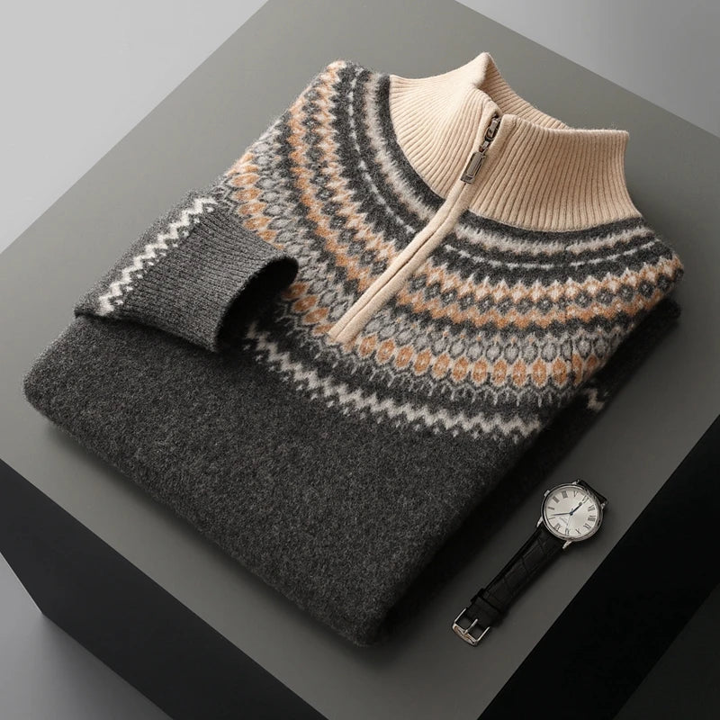 Cashmere Fair Isle Quarter-Zip Sweater
