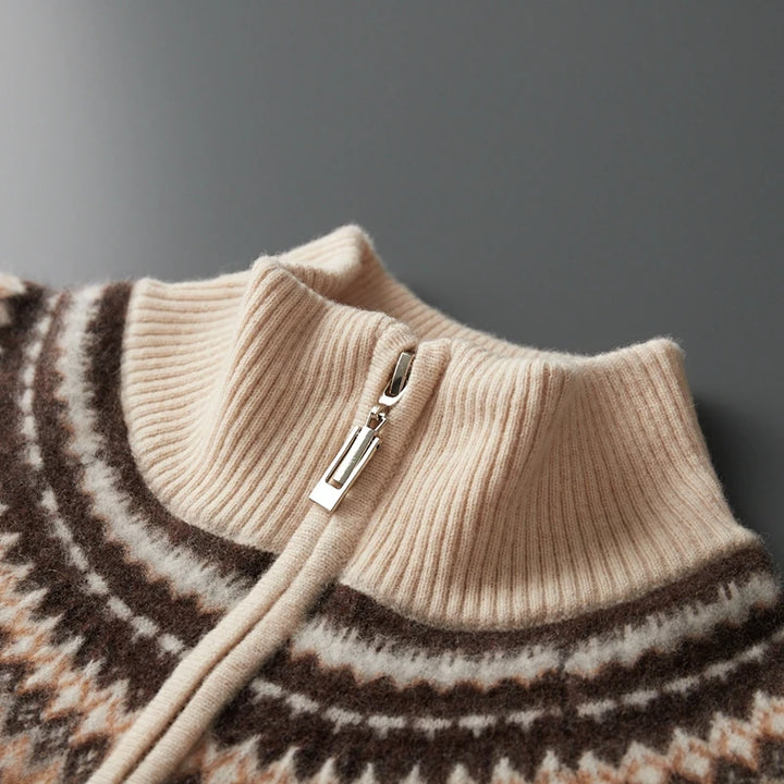 Cashmere Fair Isle Quarter-Zip Sweater