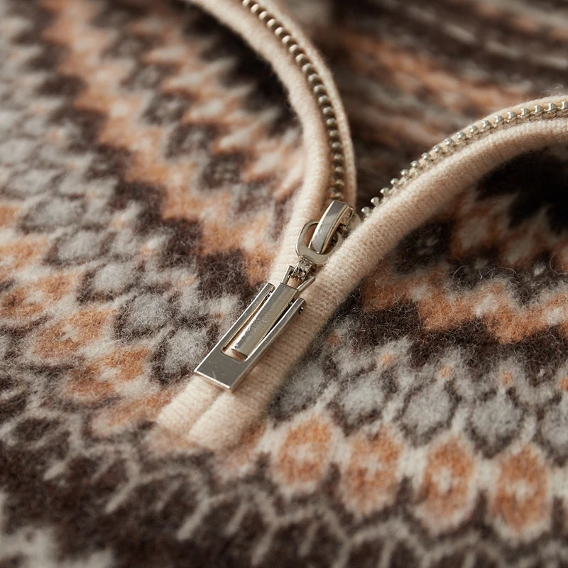 Cashmere Fair Isle Quarter-Zip Sweater