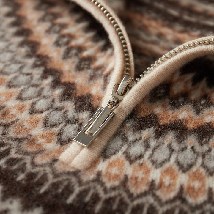 Cashmere Fair Isle Quarter-Zip Sweater