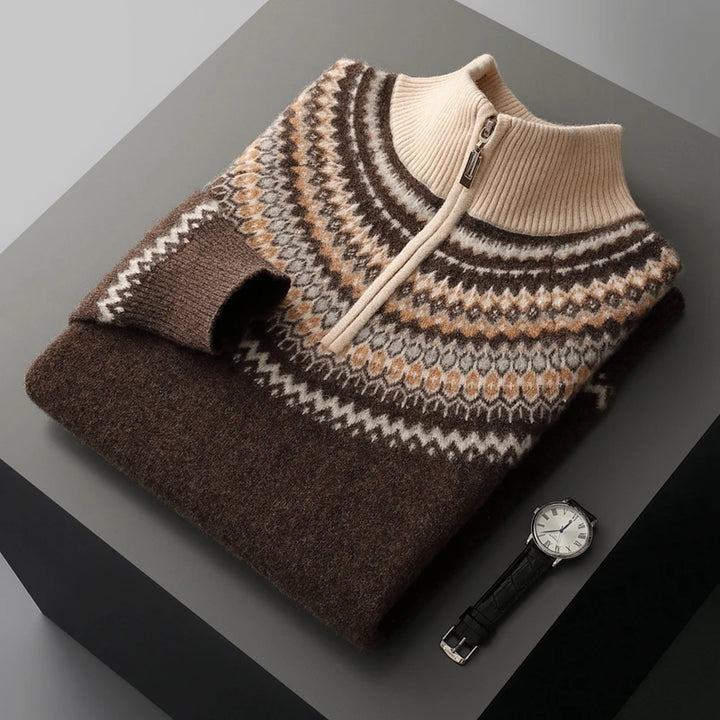 Cashmere Fair Isle Quarter-Zip Sweater