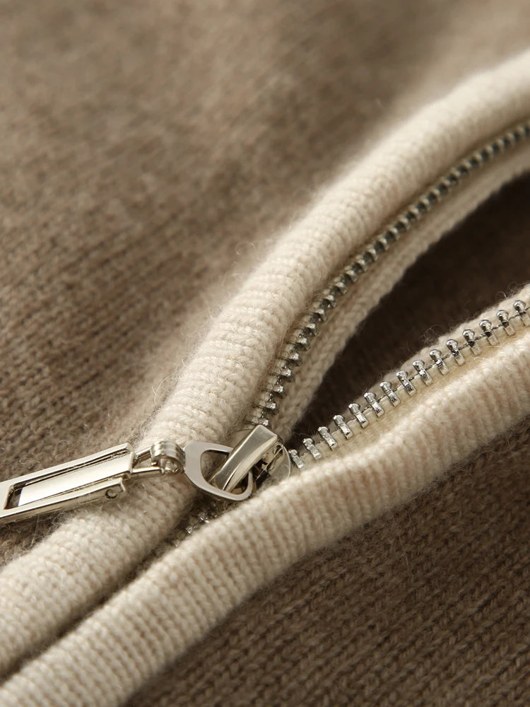 Cashmere Fair Isle Zip Cardigan