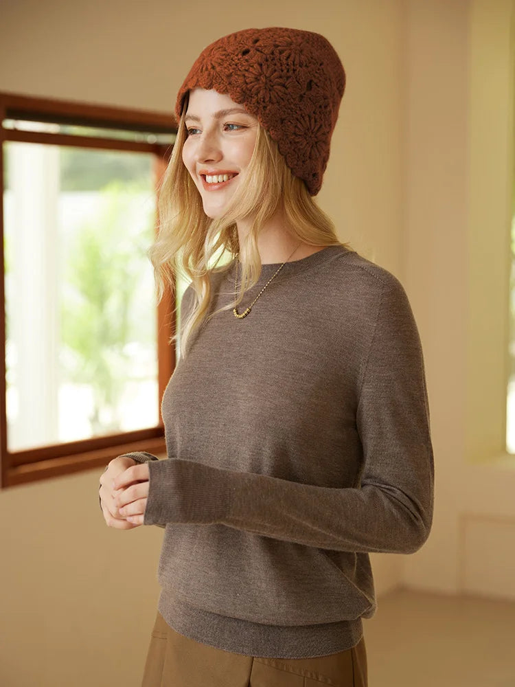 Cashmere Floral Knit Beanie