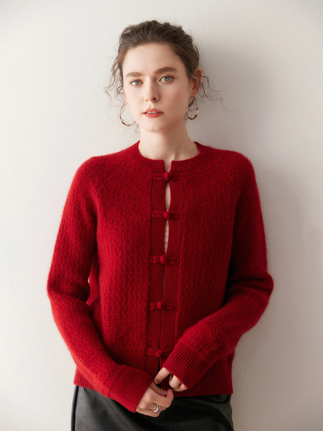 Cashmere Frog Button Knit Cardigan