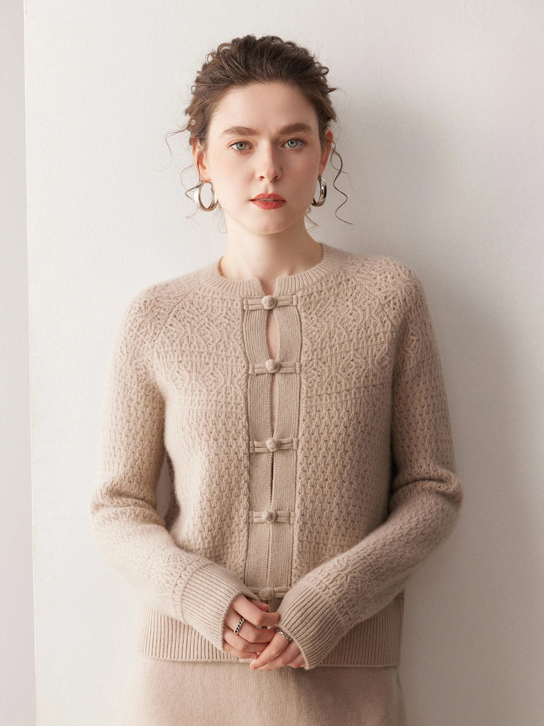 Cashmere Frog Button Knit Cardigan