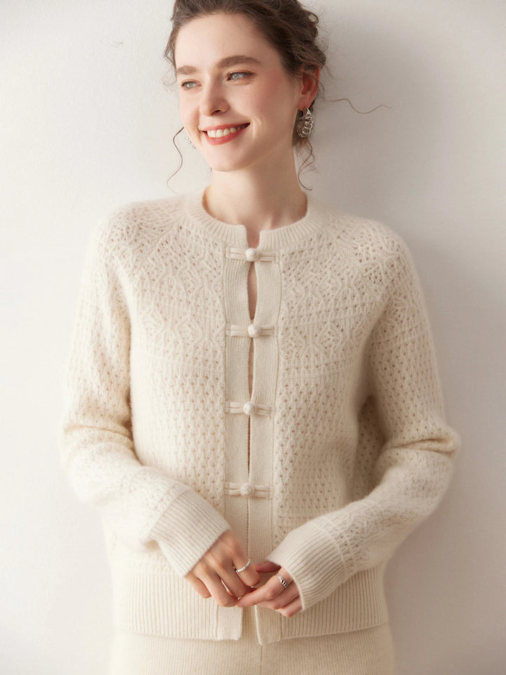 Cashmere Frog Button Knit Cardigan