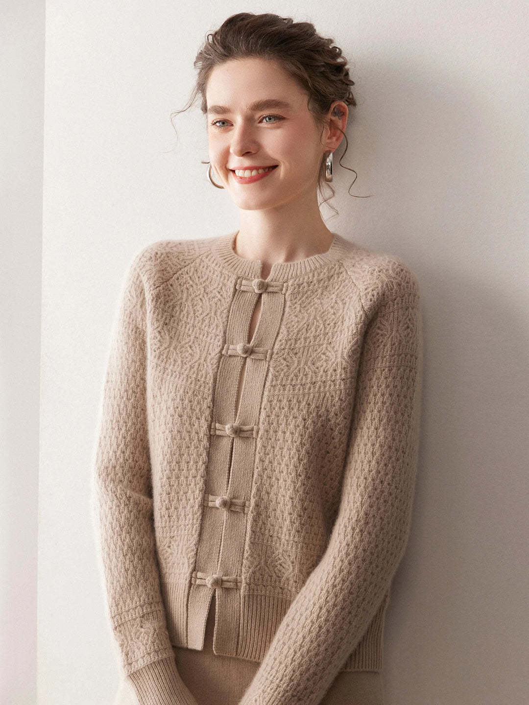 Cashmere Frog Button Knit Cardigan
