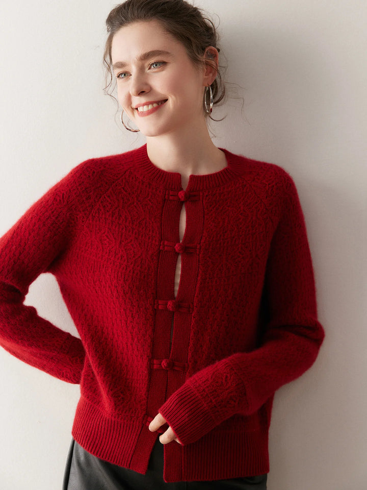 Cashmere Frog Button Knit Cardigan