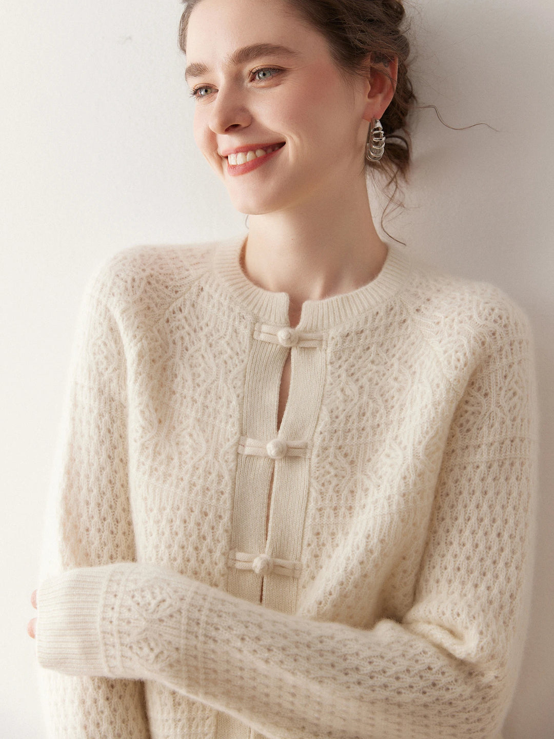 Cashmere Frog Button Knit Cardigan