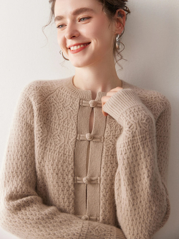 Cashmere Frog Button Knit Cardigan