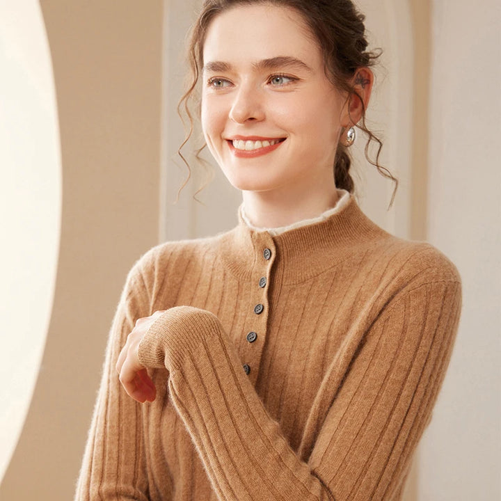 Cashmere Half-Button Knit Sweater