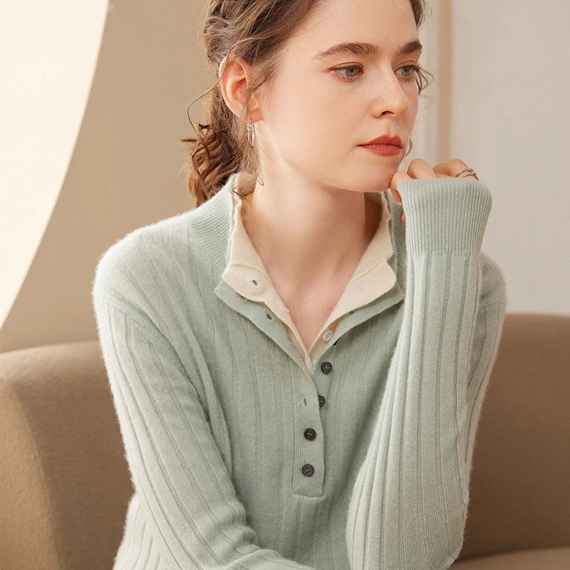 Cashmere Half-Button Knit Sweater