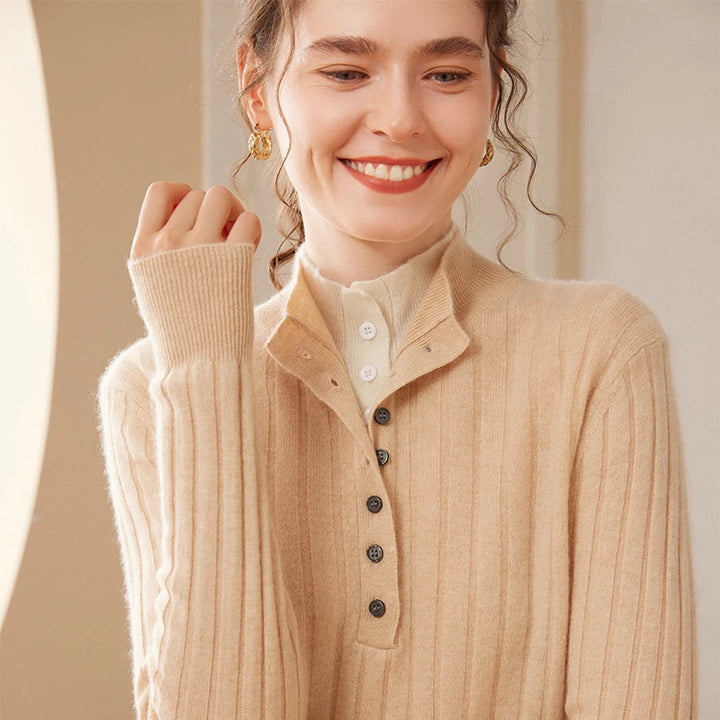 Cashmere Half-Button Knit Sweater