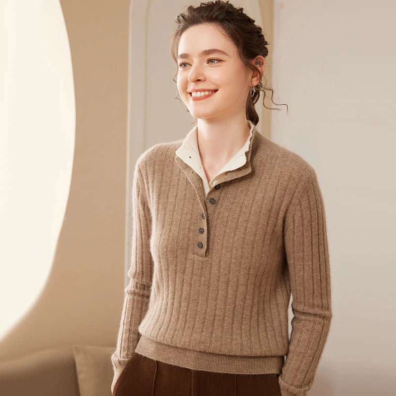 Cashmere Half-Button Knit Sweater