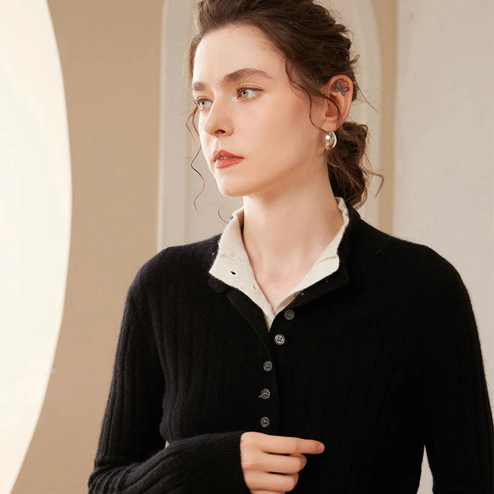 Cashmere Half-Button Knit Sweater