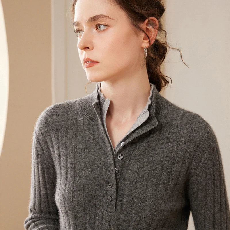 Cashmere Half-Button Knit Sweater