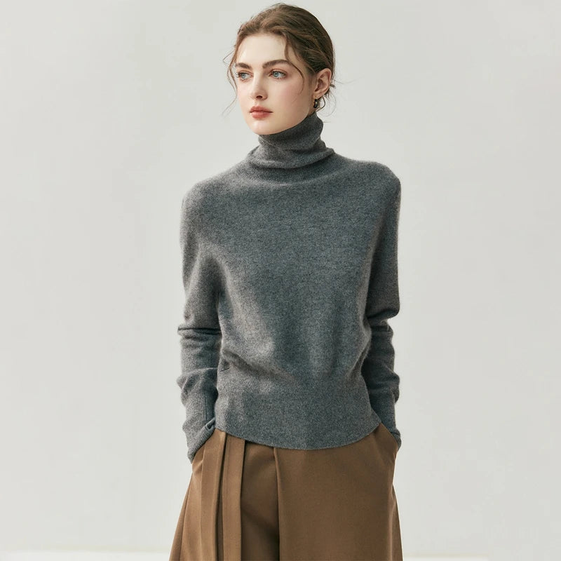 Cashmere High Neck Slim Fit Knit Sweater