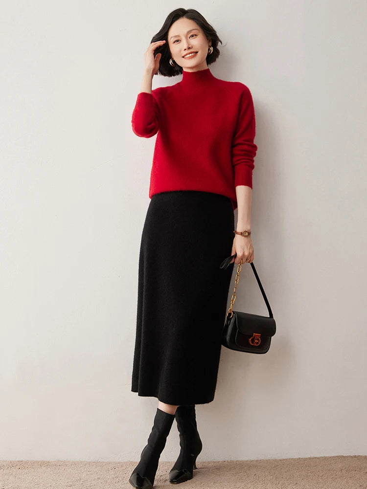 Cashmere High Waist Knit Skirt