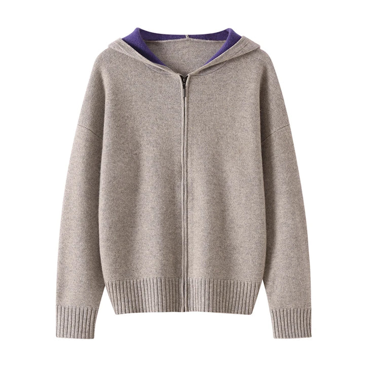 Cashmere Hooded Zip Cardigan