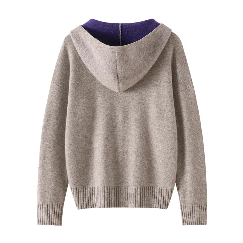 Cashmere Hooded Zip Cardigan