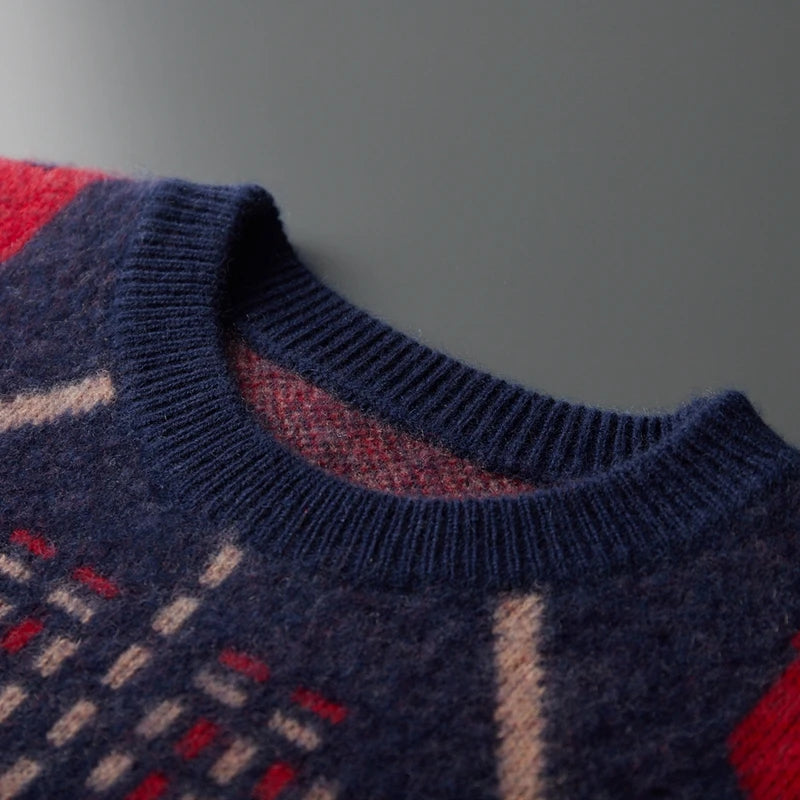 Cashmere Jacquard Diamond Knit Sweater