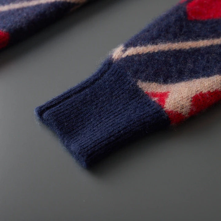 Cashmere Jacquard Diamond Knit Sweater