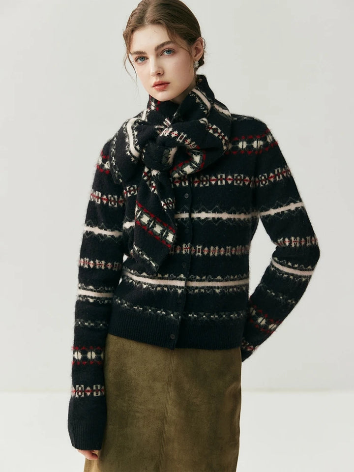 Cashmere Knit Cardigan Scarf