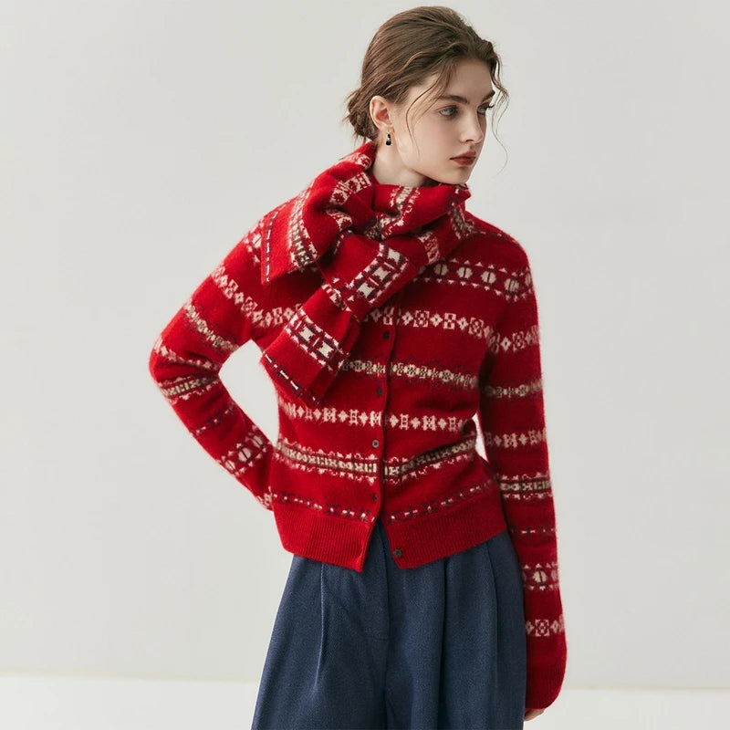 Cashmere Knit Cardigan Scarf