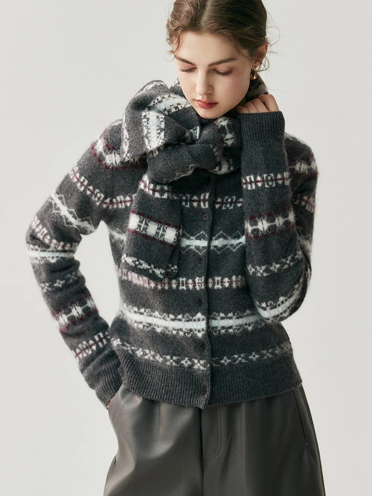 Cashmere Knit Cardigan Scarf